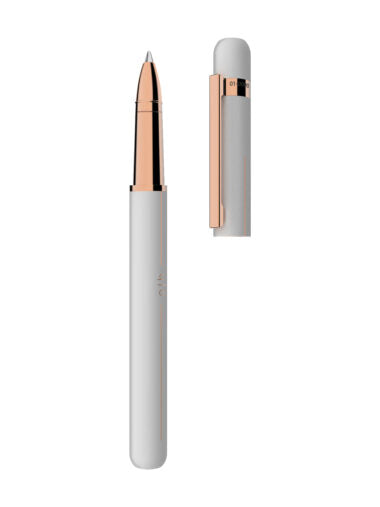 Otto Hutt - design 03 - ROSEWHITE- עט רולר בצבע לבן מט ורוזגולד