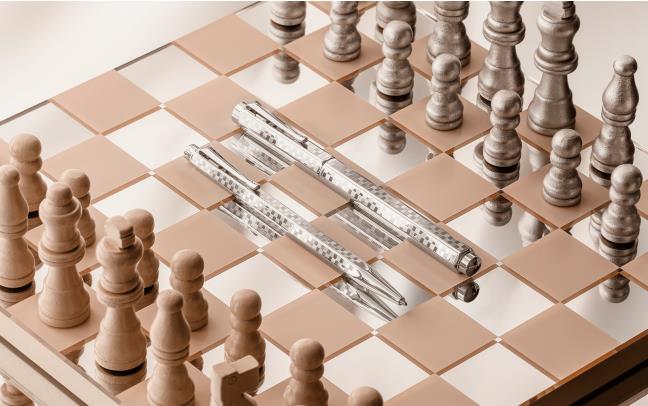 עט כדורי יוקרתי אקרידור דמקה | Caran D'Ache Ballpoint Pen Ecridor Damier Grey Silver