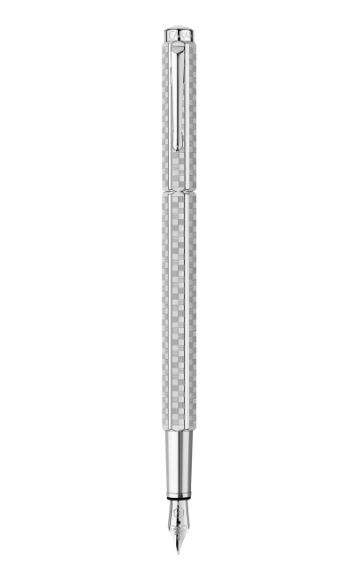 עט נובע יוקרתי אקרידור דמקה | Caran D'Ache Fountain Pen Ecridor Damier Grey Silver