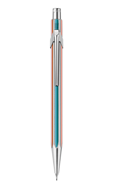 עיפרון מכני 0.5 מ"מ כסוף ומפוספס | CARAN D’ACHE + Paul Smith Grey Silver Mechanical Pencil  (0.5mm)