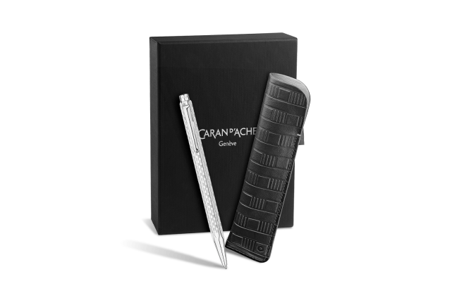 עט כדורי יוקרתי אקרידור דמקה | Caran D'Ache Ballpoint Pen Ecridor Damier Grey Silver