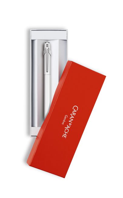 עט נובע לבן- עובי ציפורן לבחירה |  Caran D'Ache Fountain Pen 849 Metal White