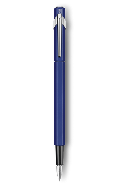עט נובע כחול- עובי ציפורן לבחירה |  Caran D'Ache Fountain Pen 849 Metal Blue