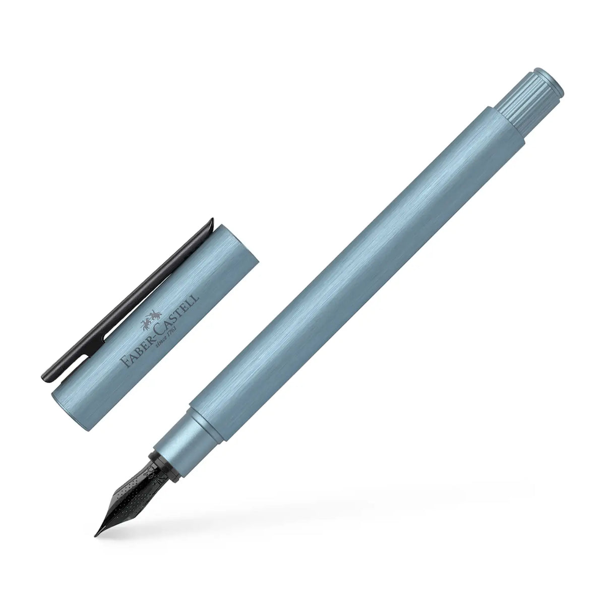 עט נובע אלומיניום כחול בהיר בגימור מתכתי | Faber Castell Neo Slim Serenity Blue
