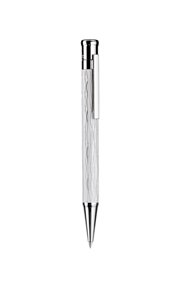 עיפרון מכני WAVE WHITE  גימור לכה לבנה  מבריקה  בחריטת גוליו | עיצוב 04 | OTTO HUTT