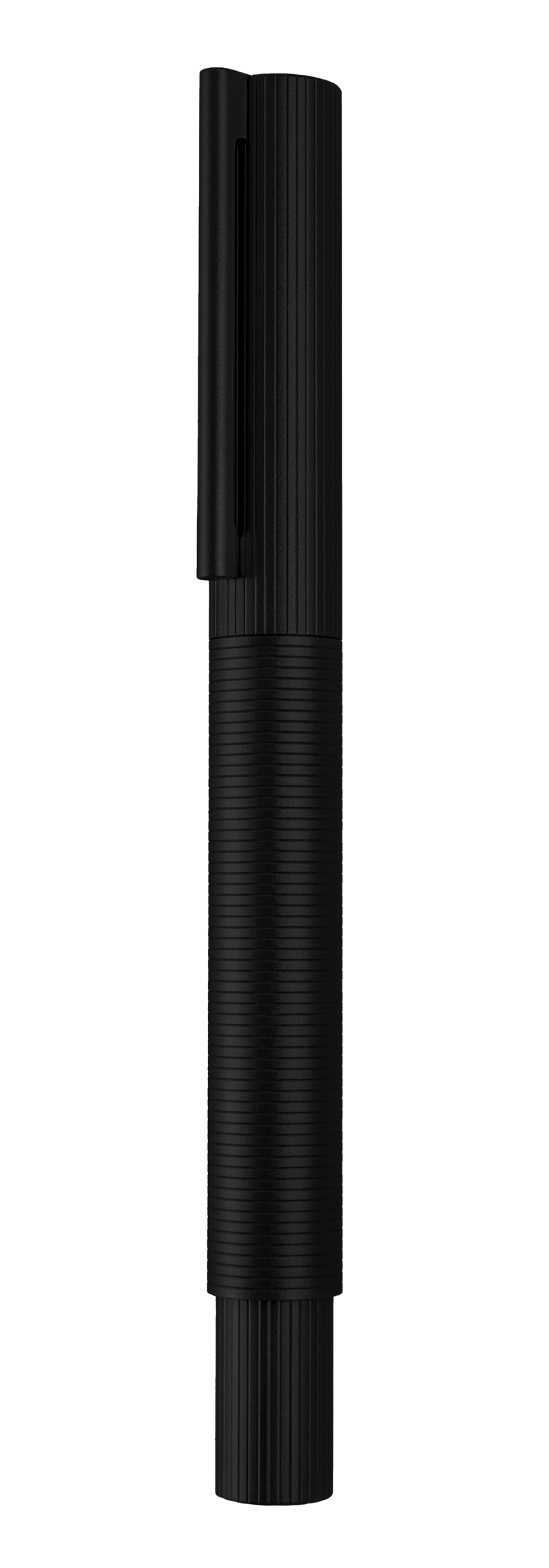 עט נובע שחור בציפוי  PVD עם ציפורן זהב 18 קראט ומנגנון ייחודי לשאיבת דיו  | עיצוב 08 | OTTO HUTT
