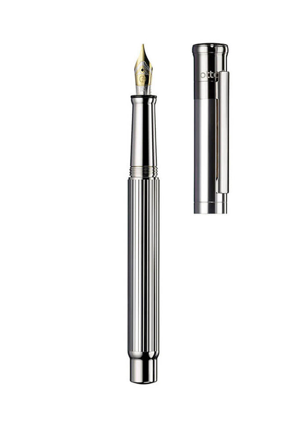 עט נובע עשוי כסף סטרלניג 925  בחריטת גוליו דגם פסים  | עיצוב 04  | OTTO HUTT