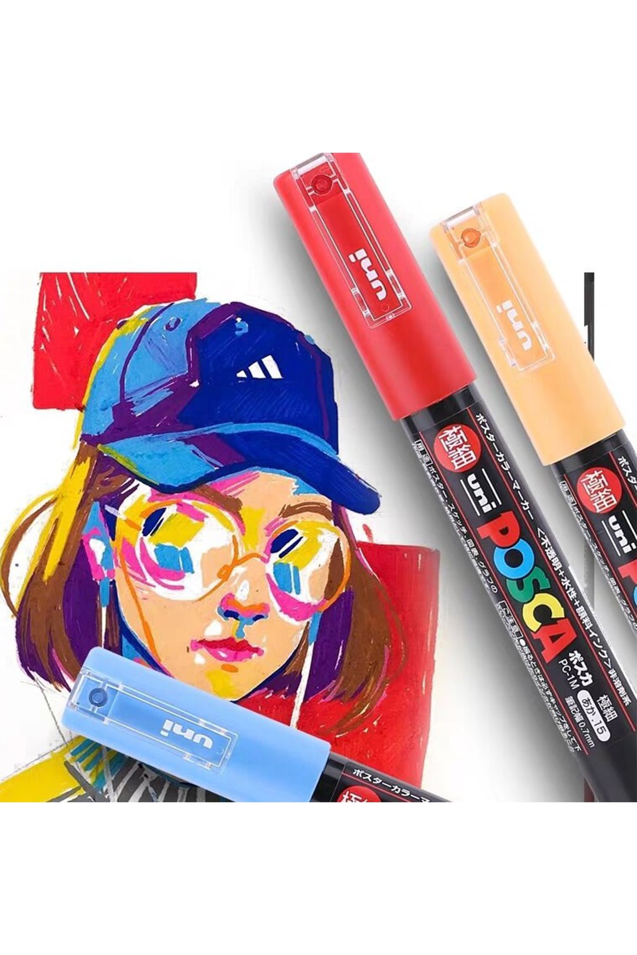 posca  by uniball - 3M - סט 8 יח' טושים אקריליים לציור פוסקה בעובי 0.9-1.3 מ"מ