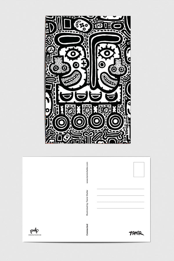 גלויה מאויירת עם מעטפה - איור של האמן תמיר שפר - Connected