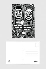 גלויה מאויירת עם מעטפה - איור של האמן תמיר שפר - First Date