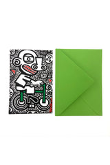 גלויה מאויירת עם מעטפה - איור של האמן תמיר שפר - Green Bicycle