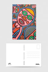 גלויה מאויירת עם מעטפה - איור של האמן תמיר שפר - Swimming on my back