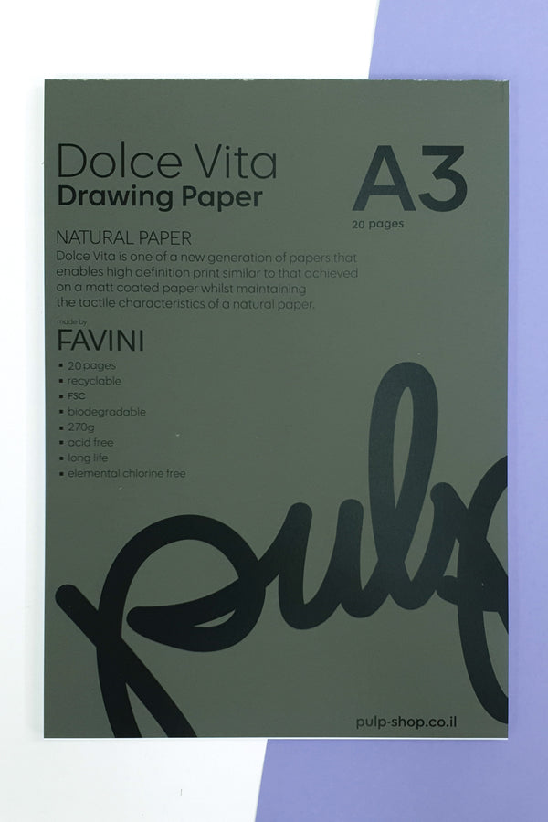 דפי ציור כרוכים כבלוק מנייר טבעי 270 גרם - Dolce Vita