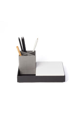 אורגנייזר קרטון לשולחן הכולל מגש בצבע שחור - בלוק נייר ומעמד לעפרונות - דגם לנה