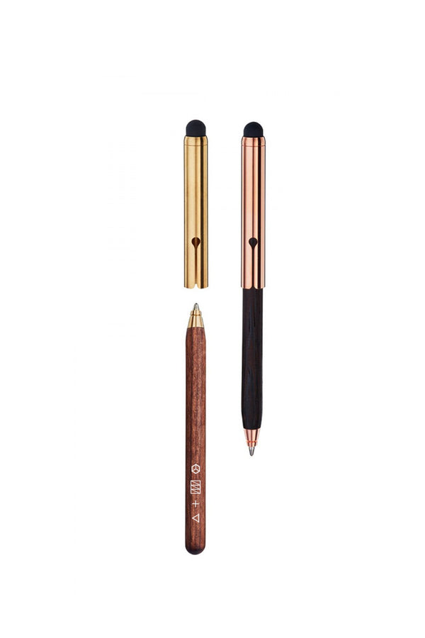 עט כדורי מעץ - E+M -  סטיילוס - בשילוב מתכת המתאימה לשימוש בטאבלט וסמארטפון
