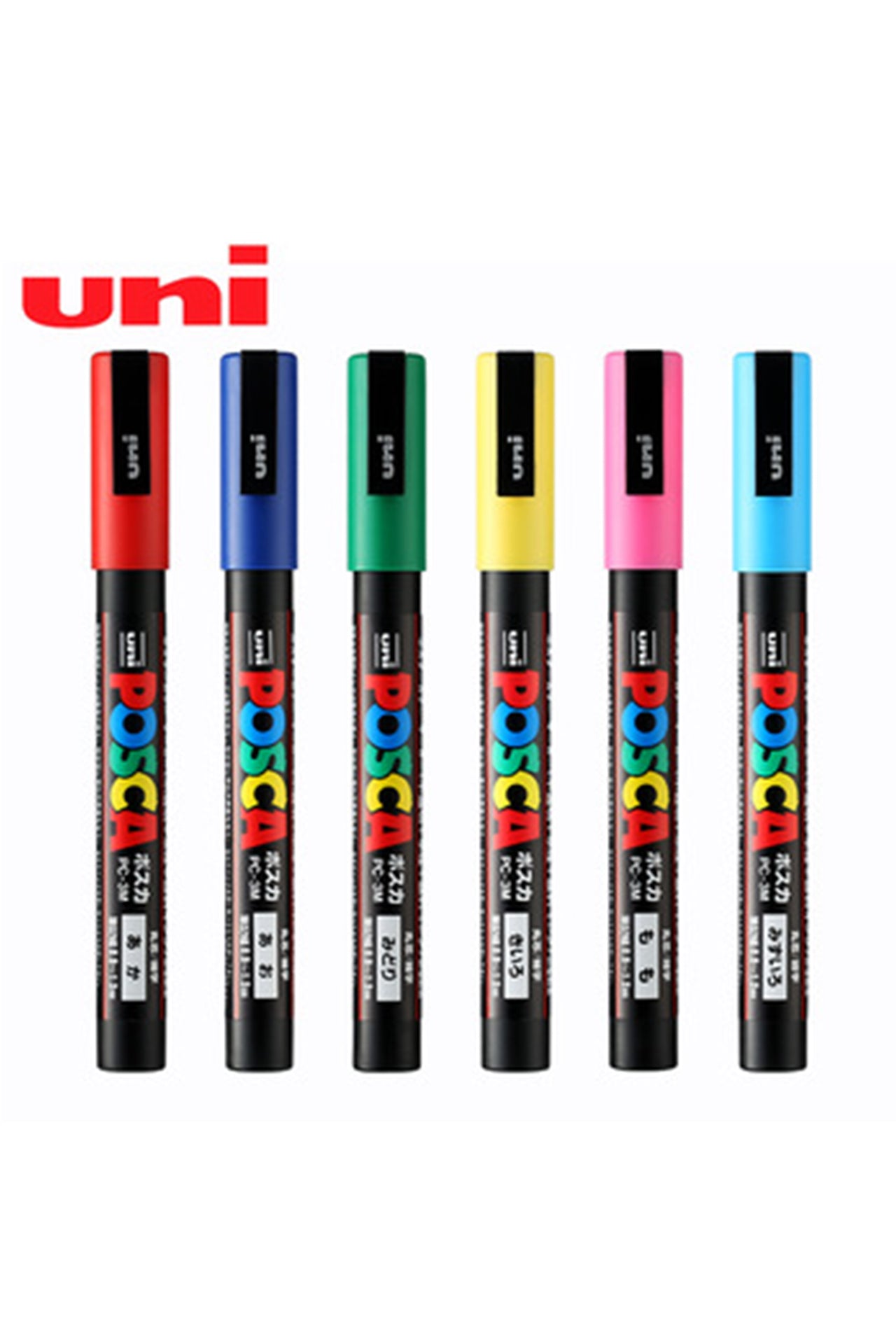 posca  by uniball - 3M - סט 8 יח' טושים אקריליים לציור פוסקה בעובי 0.9-1.3 מ"מ