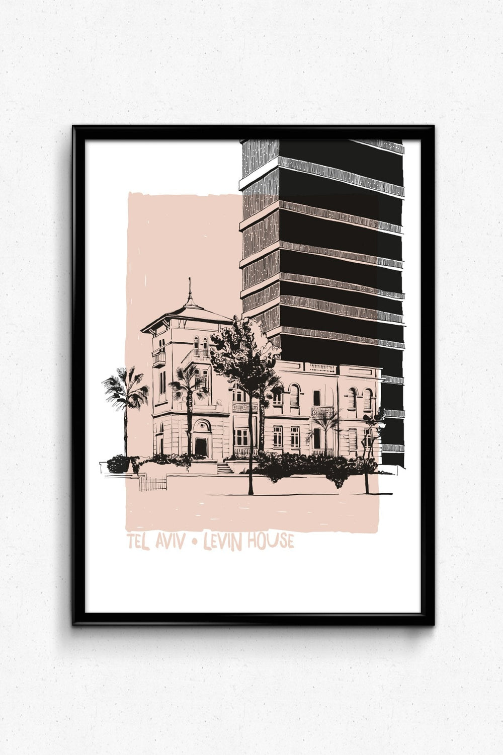 הדפס לתלייה על הקיר | מונוכרומטי בגודל A5 - LEVIN HOUSE | CITYKAT STOR