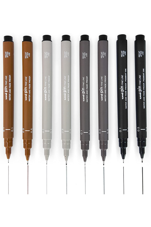 עט רפידוגרף בצבע לבחירה - אפור בהיר/אפור כהה/חום כהה של חברת UNIBALL היפנית
