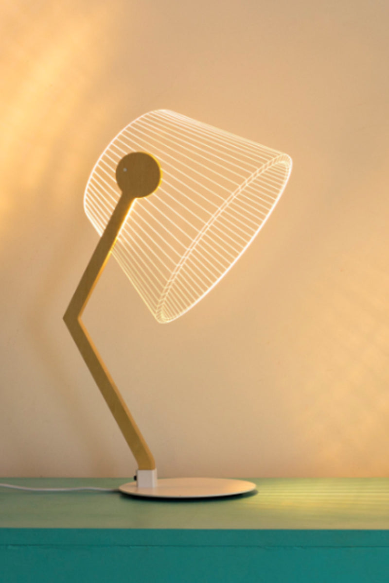 מנורת לד לשולחן עם דימר רגל עץ בהיר  | דגם ZIGGI