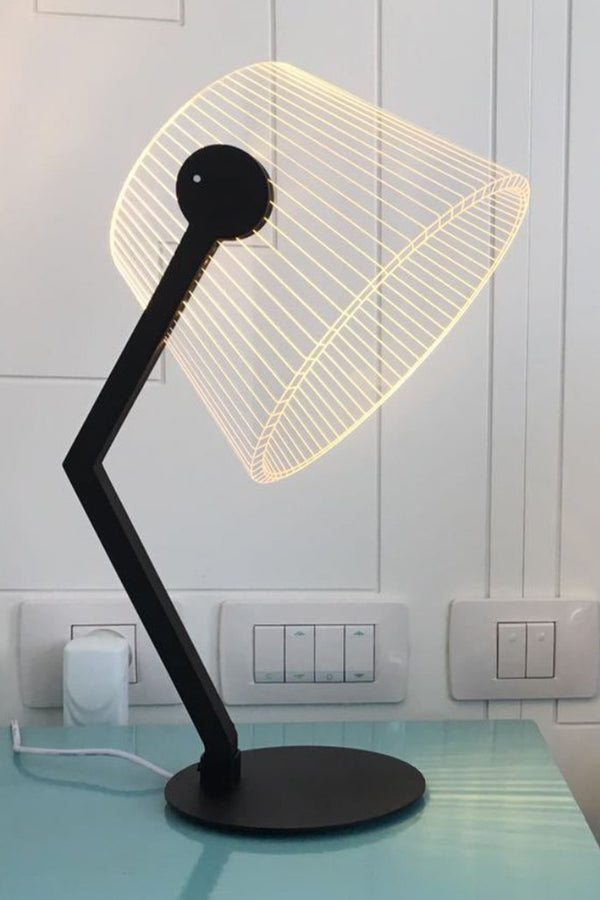 מנורת לד עם דימר משולבת עץ ומתכת | רגל מתכת שחורה | דגם ZIGGI